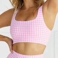 Women's Plaid Print Cut-Out U-Neck Cami Sports SET