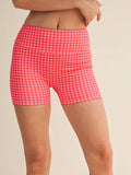 Hot Pink Gingham Biker Shorts