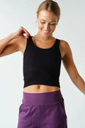 Ribbed Scoop Neck Tank - Black