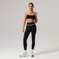 Women Contrast Color Sport Bra with Yoga Leggings 2pcs Set
