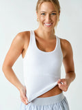 Ribbed Scoop Neck Tank - white