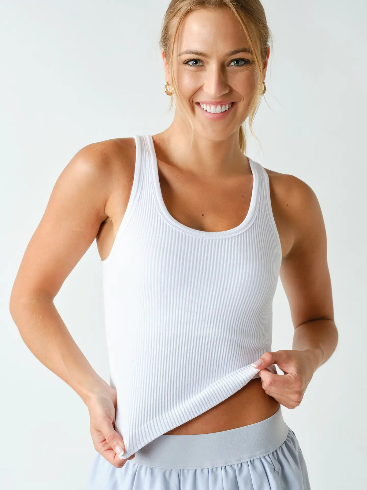 Ribbed Scoop Neck Tank - white