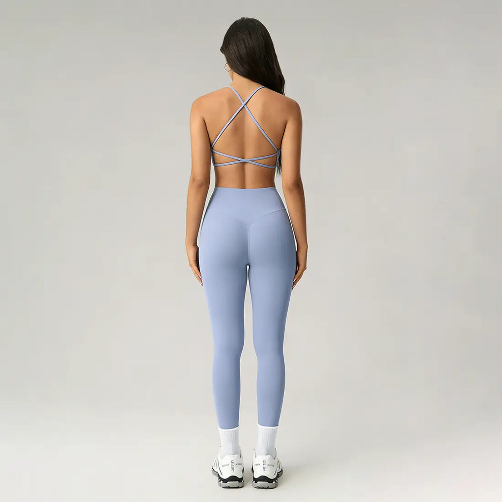 Women's Athletic Sets Twist Front Cross Back Bra and Legging